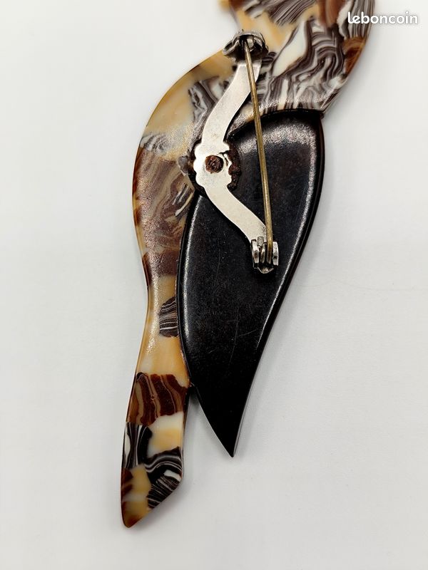 Broche Vintage Léa Stein Paris - Éléphant En Rhodoïd (1969-1981) - État Correct