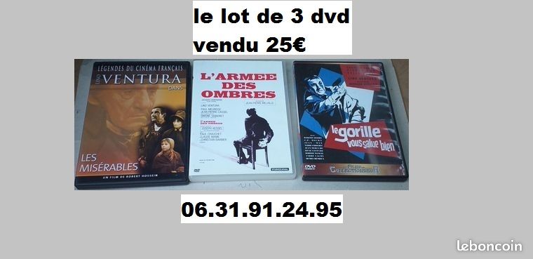 Lot de 3 films avec lino ventura - 3 dvd (image 1)