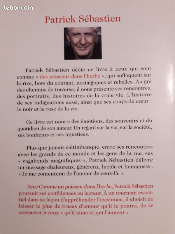 Livre - PATRICK SÉBASTIEN - Comme un Poisson dans l'Herbe (image 3)