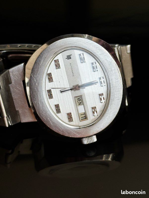 Cadran De Montre LIP Vintage – Gris Et Blanc – Pièce D'origine Pour Restauration