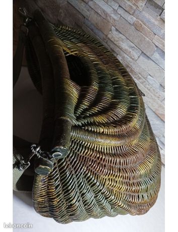 ANCIEN PANIER DE PÊCHE EN OSIER / TRES BON ETAT / 38 X 12 X