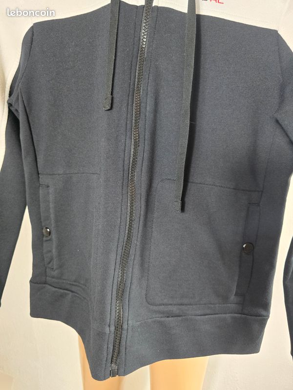 Veste full zip Ralph Lauren blanche et noire à capuche taille S - VL83160 (image 3)