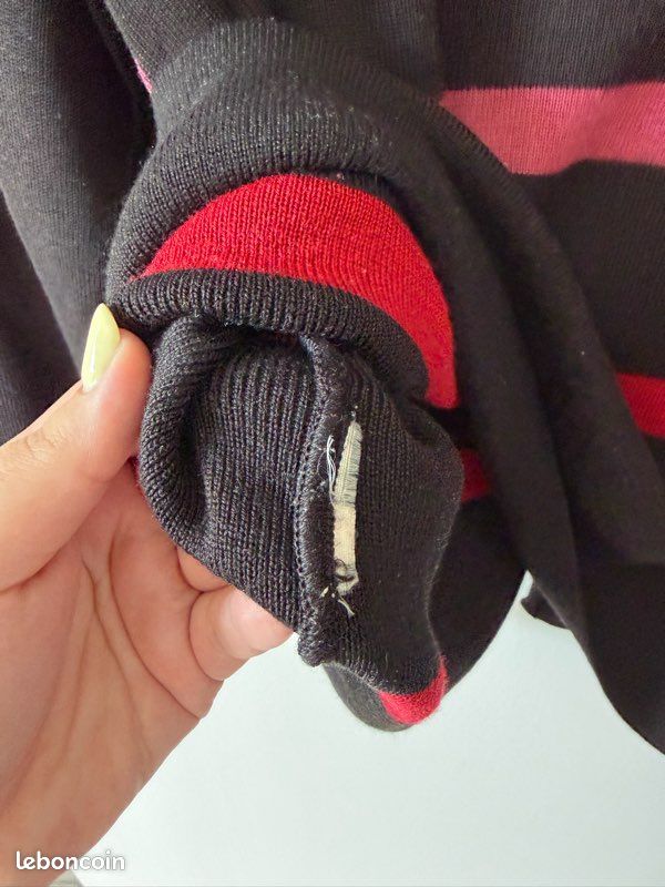 Gilet noir à rayures rose et rouge – taille XL (image 5)