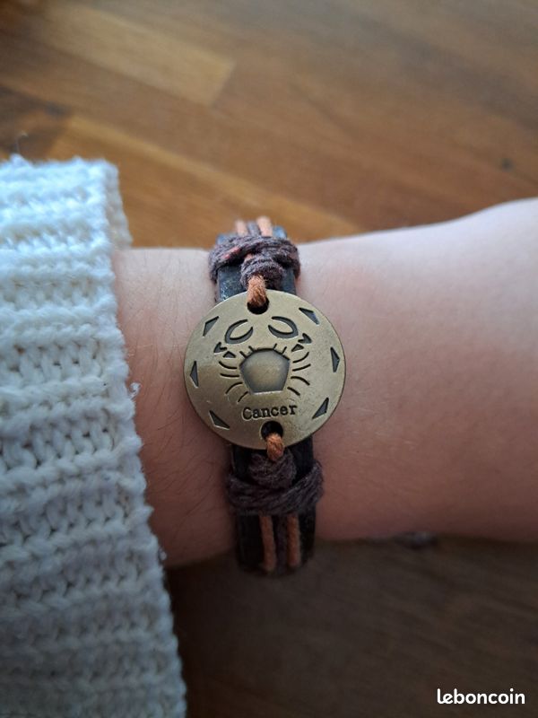 Bracelet en cuir signe cancer (image 1)