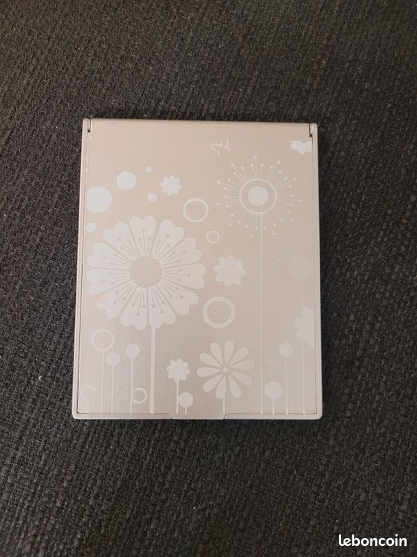 Miroir de sac à main neuf metal argent et blanc (image 1)
