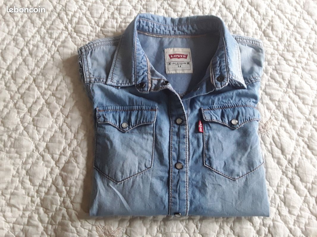 Chemise En Jean Levi's Vintage – Taille 176 (garçon) – Denim Bleu – Boutons Métal