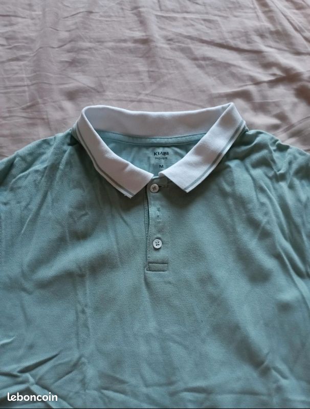 Polo vert d'eau et blanc (image 2)