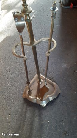 SERVITEUR DE CHEMINÉE style Louis XV en laiton massif doré petite taille discret EUR 150,00 - FR