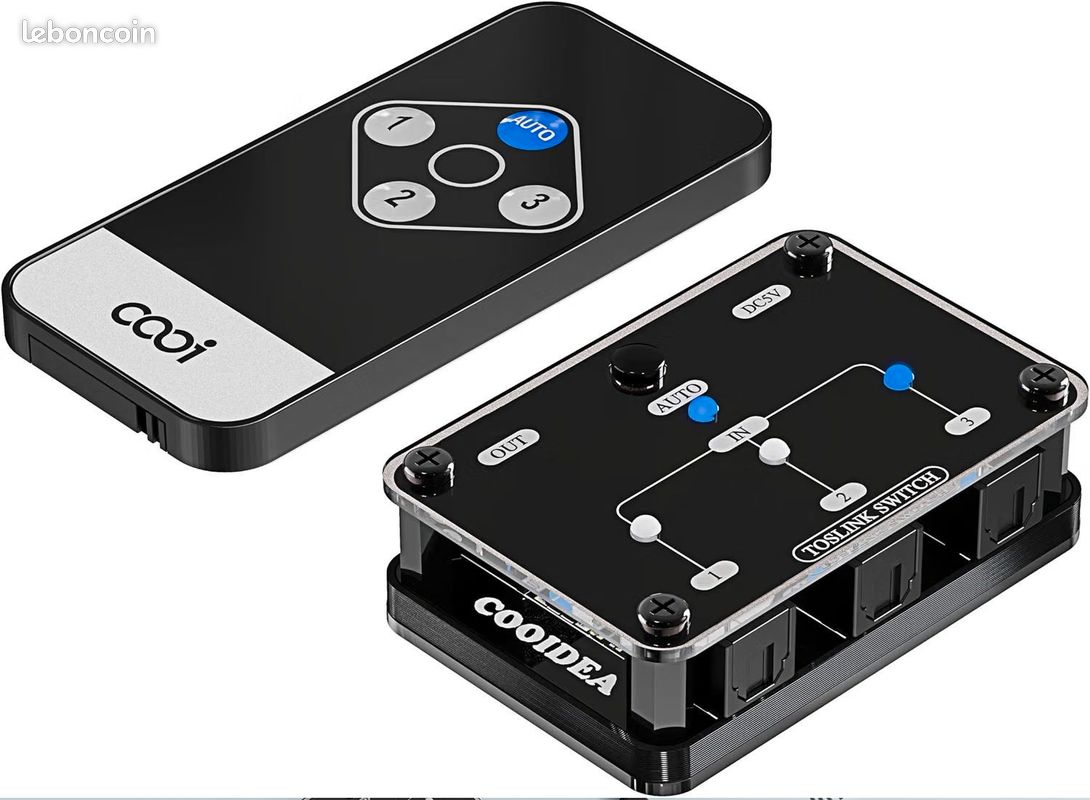 COOIDEA Commutateur Automatique Numérique Optique 3x1 SPDIF Toslink (image 1)