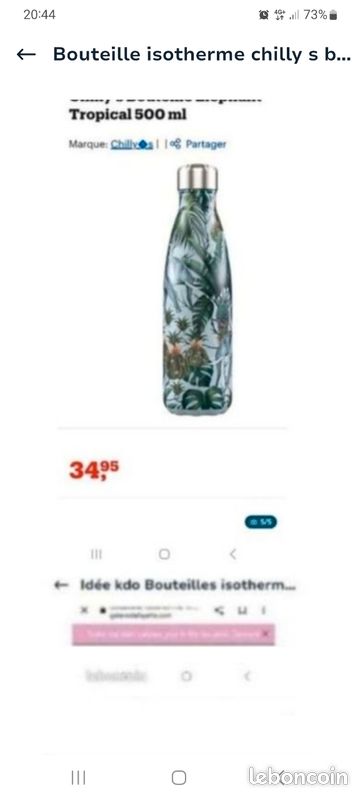 Bouteille Isotherme Chilly's – Éléphants – Acier Inoxydable – 500 Ml – Fermeture Vis