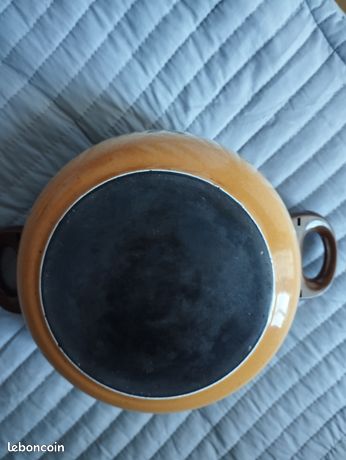 Faitout Marmite Vintage Aubecq Métal émaillé Vert Clair - Diamètre 30 Cm - Induction
