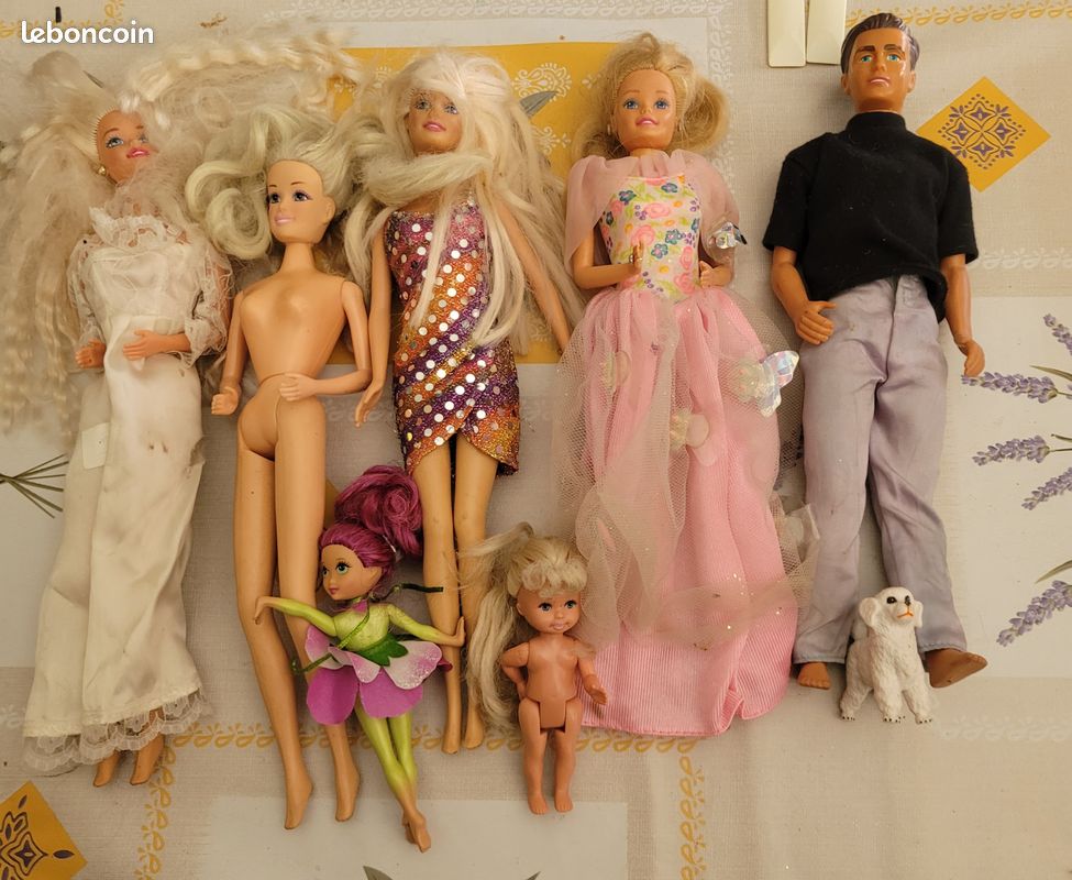 Lot 2 petites Barbie, 4 grandes, 1 Ken et 1 chien (image 1)
