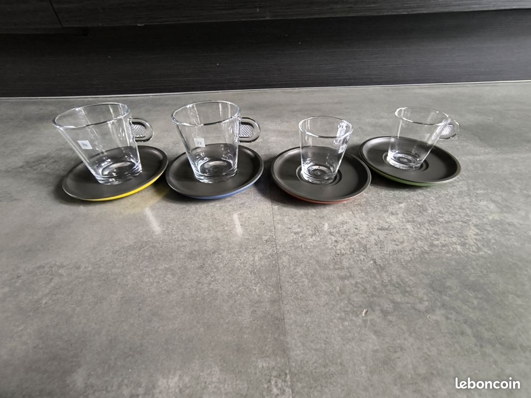 Lot De 4 Tasses à Expresso Nespresso En Verre Multicolore