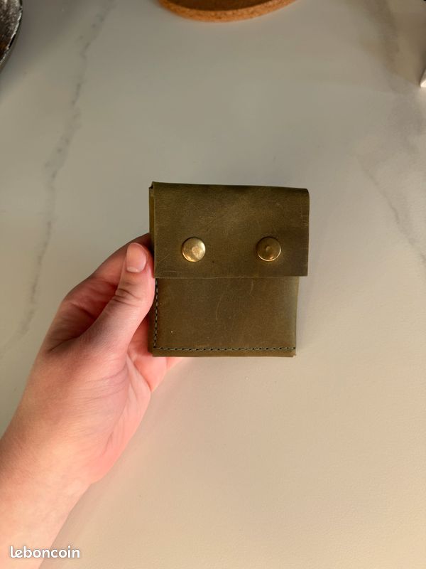 Portefeuille à rabat en cuir Crazy Horse fait main – neuf (image 1)
