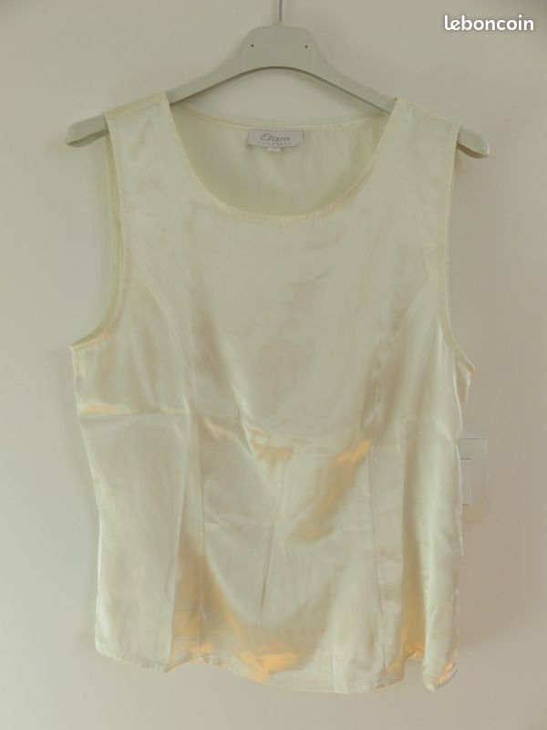 Haut/débardeur Etam Noir Et Blanc Motif Vagues - Taille 38, Occasion Très Bon état