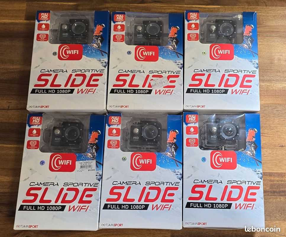 Lot - 6 - Caméra sportive 1080p WiFi étanche (type GoPro) + accessoires (image 1)
