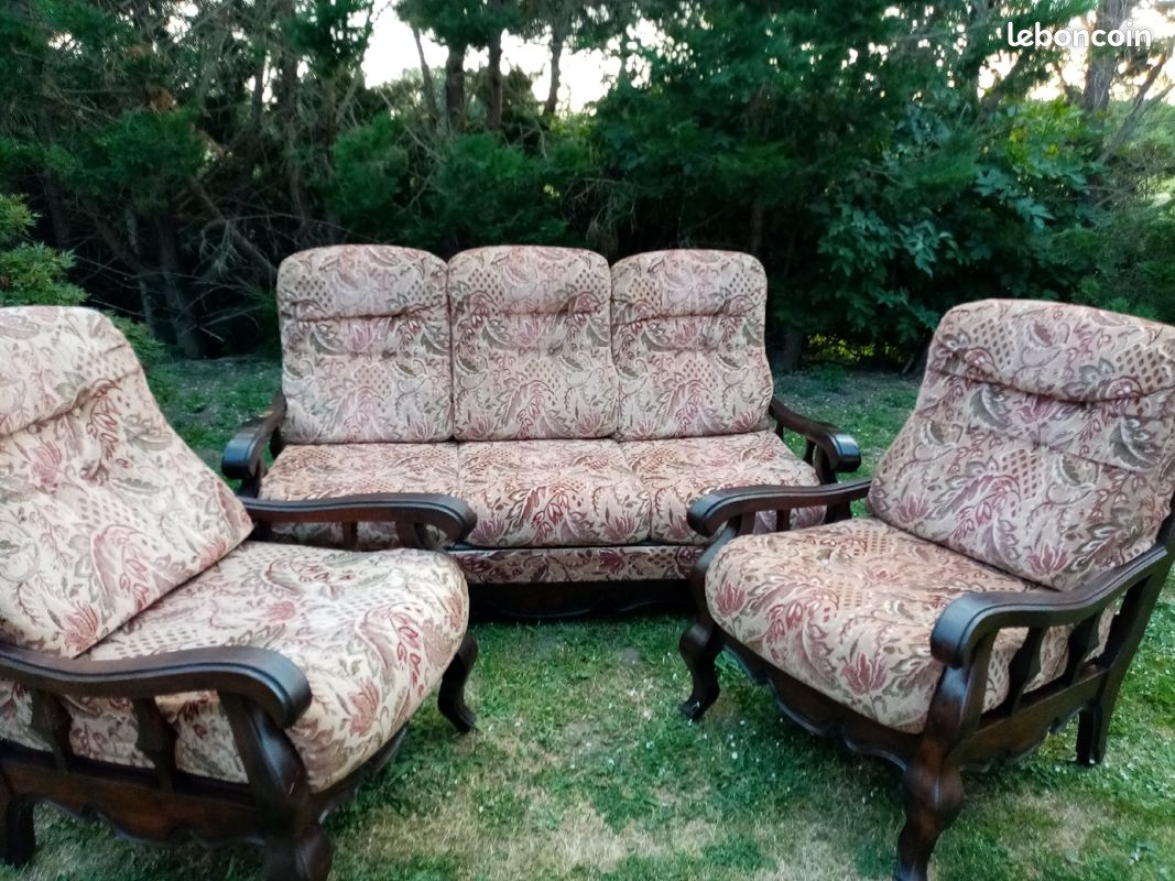 Canapé 3 places fait lit et 2 fauteuils. Plus matelas en mousse 200 euros s (image 1)