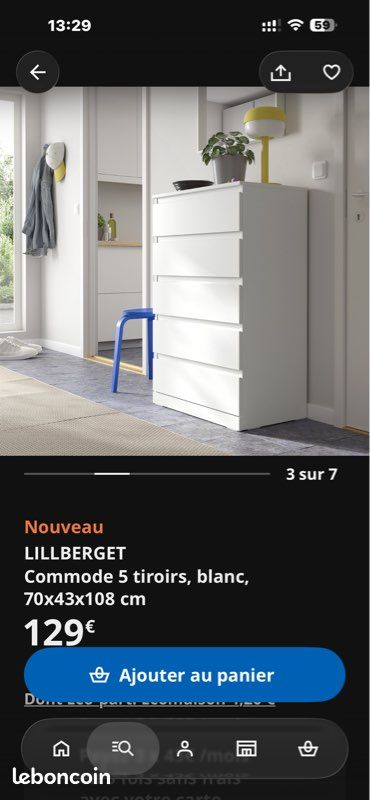 Commode 5 tiroirs blanche mate IKEA (image 6)
