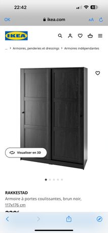 RAKKESTAD Armoire 3 portes, brun noir, 117x176 cm - IKEA