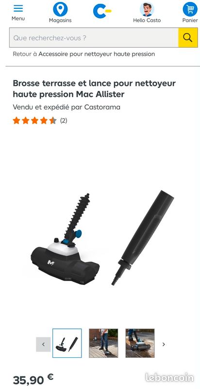 Brosse terrasse et lance pour nettoyeur haute pression Mac Allister neuf (image 2)