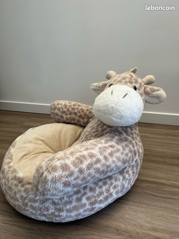 Pouf Fauteuil Enfant En Forme De Girafe - Design Safari 45 Cm - Rembourrage Moelleux - Décoration Chambre