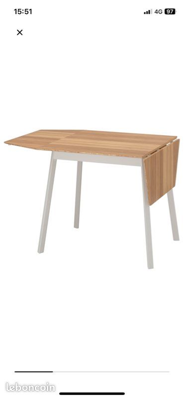 Table à rabat couleur bambou et blanc (image 3)