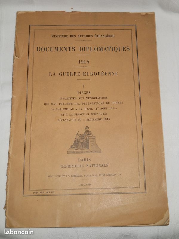 Documents Diplomatiques Guerre de 1914 (image 1)