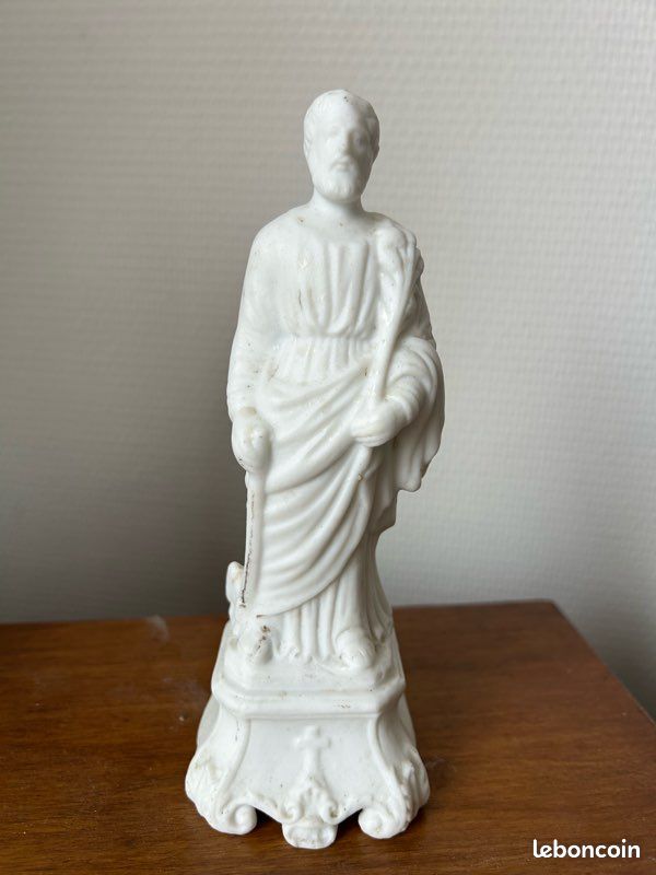 Saint Joseph statuette ancienne biscuit porcelaine hauteur 17,5cm (15) (image 1)