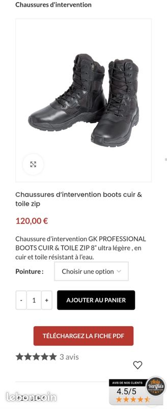 Chaussure double zip 8″ gk pro Chaussures