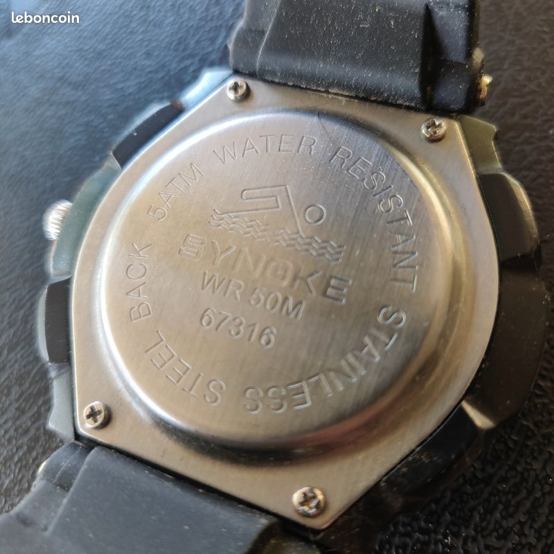 Synoke : Montre aiguilles + Quartz, noire & rouge (C1) (image 3)