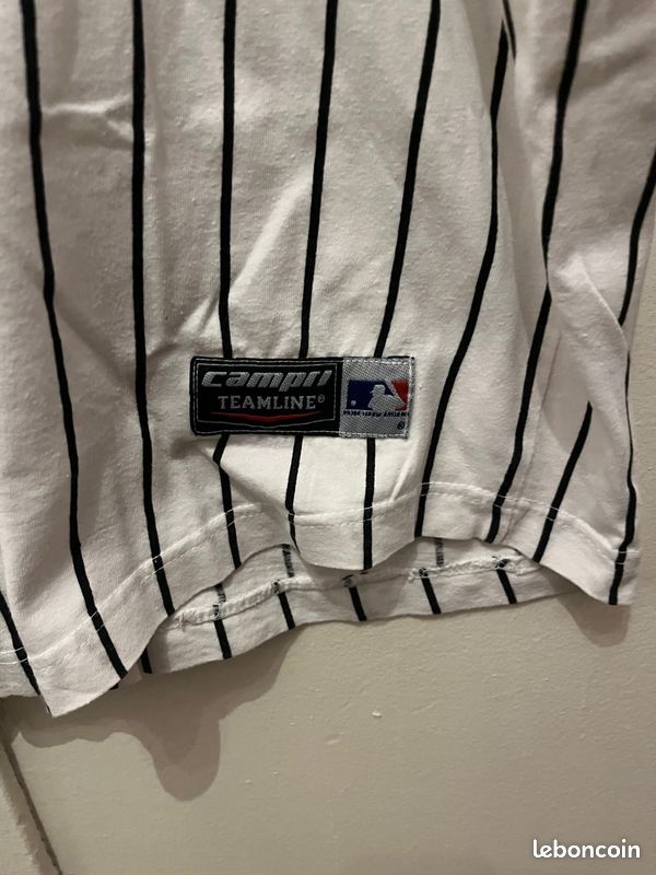 Ohtani Maillot de Baseball Japonais Cousu 16# pour Homme Blanc/Noir à Rayures Fines (Blanc, S