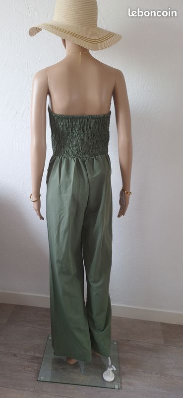 Combinaison Pantalon Bustier Chic à détail bande froncé avec poches (image 7)