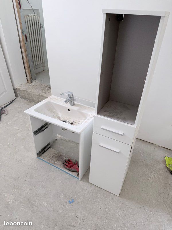 Ensemble sdb (meuble vasque + colonne + miroir lumineux) (image 1)