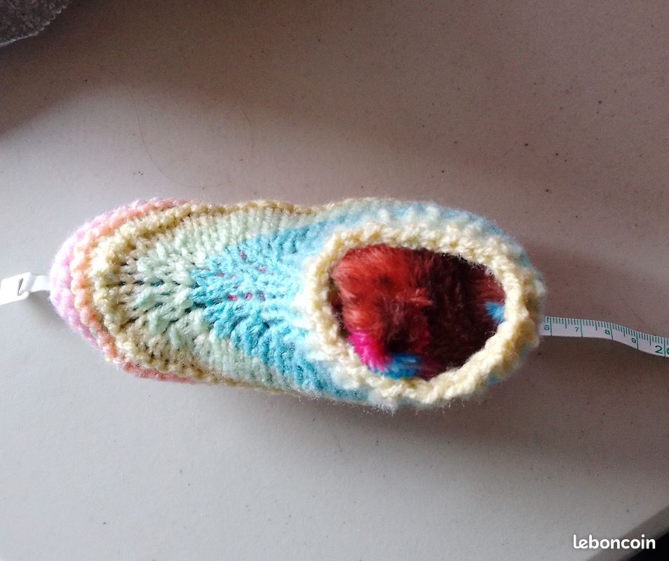Chaussons de lit ou TV, cocooning, pastel, T 24-26, mixte, faits mains (image 4)