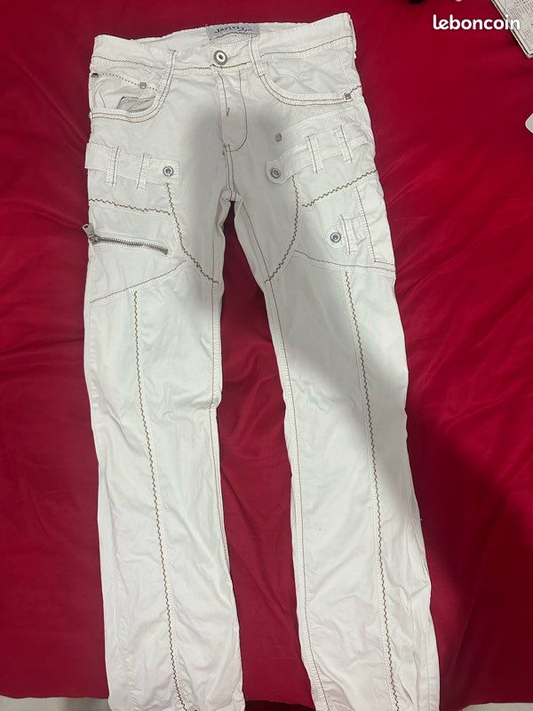 Jean homme blanc taille 30 style cargo (image 4)