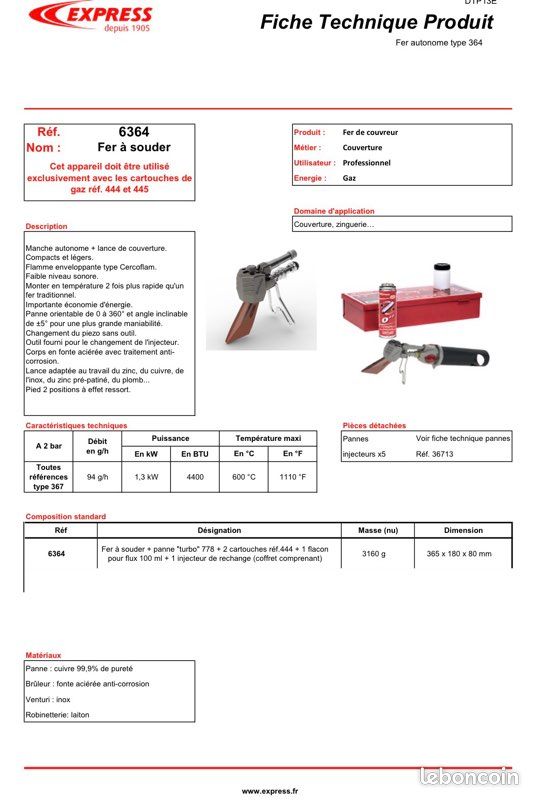 Coffret fer couvreur autonome piezo GUILBERT - 6364 (image 3)