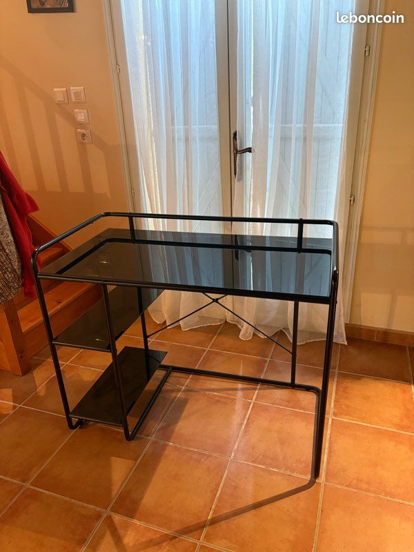 Bureau noir verre et métal (image 2)