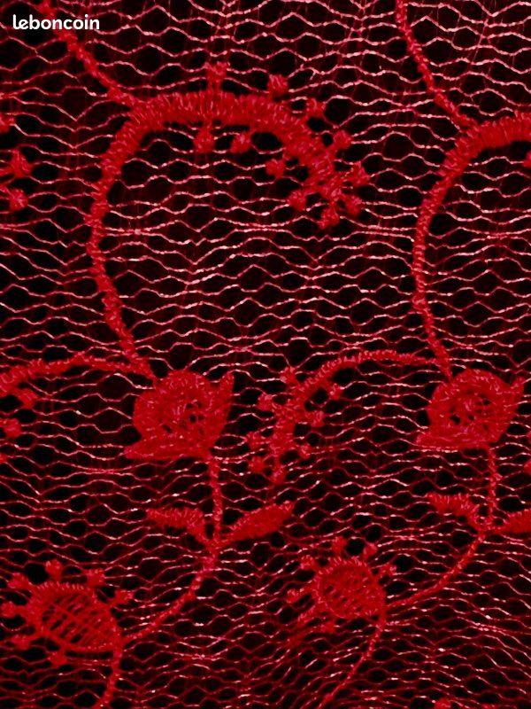 Tulle dentelle brodée rouge (image 4)