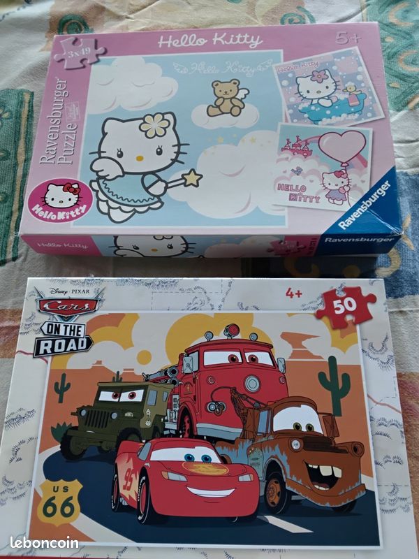 Puzzle hello kitty 3×49 et cars 4 ans+ 50 pieces (image 1)