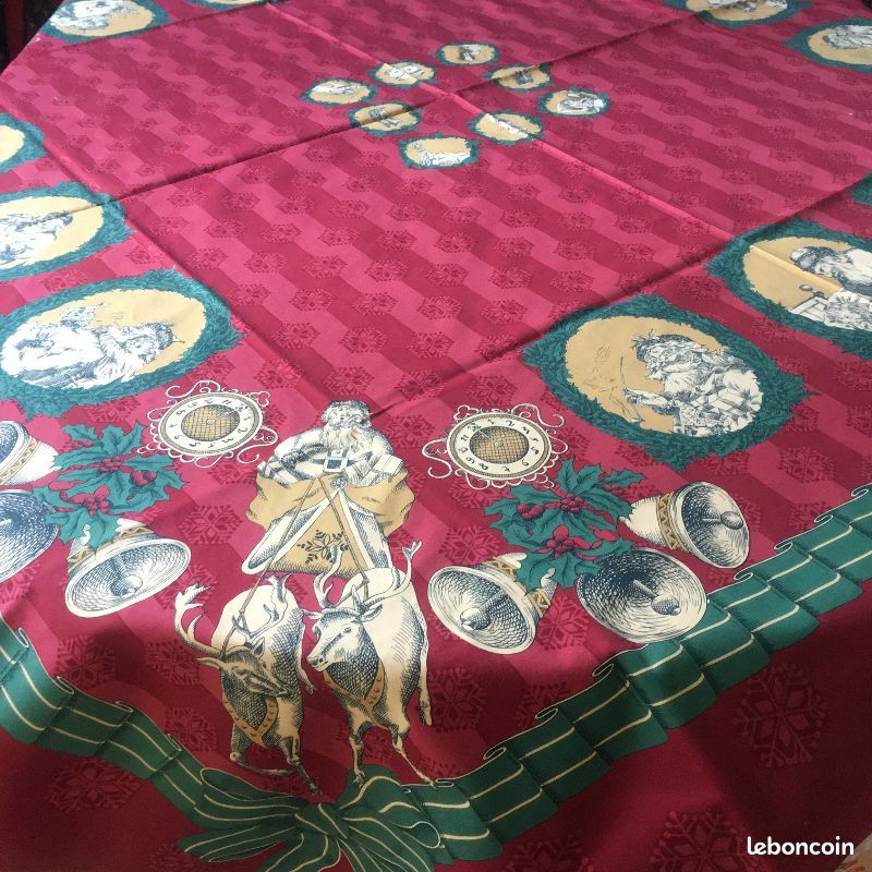 Nappe en coton et lin à bordure noire - 170 x 170 cm - Terracotta
