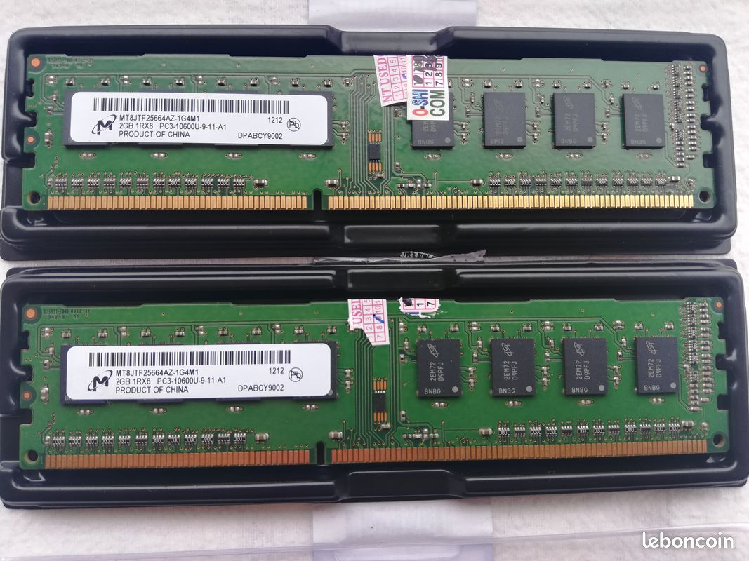 Lot de 2 barrettes mémoire RAM pour PC - DDR3 - MICRON - 2Go - 1333Mhz (image 3)