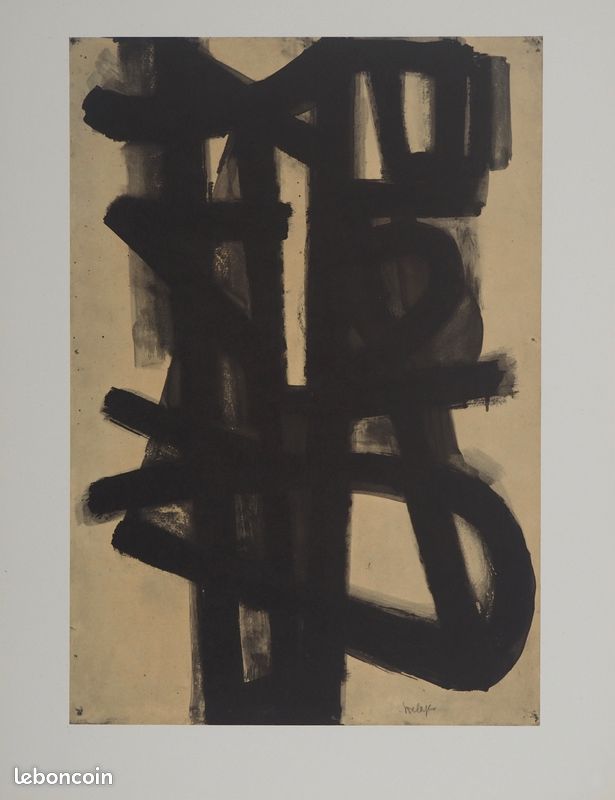 Pierre SOULAGES : Peinture II 1947, Héliogravure signée #CERTIFICAT (image 1)