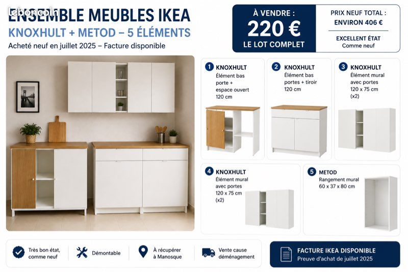 Lot meubles cuisine IKEA KNOXHULT + METOD (image 6)