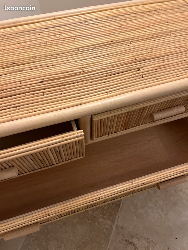 Design finca bois naturel retro vintage bambou rotin commode avec tiroirs Sklum Maison’s du monde comme neuf (image 4)