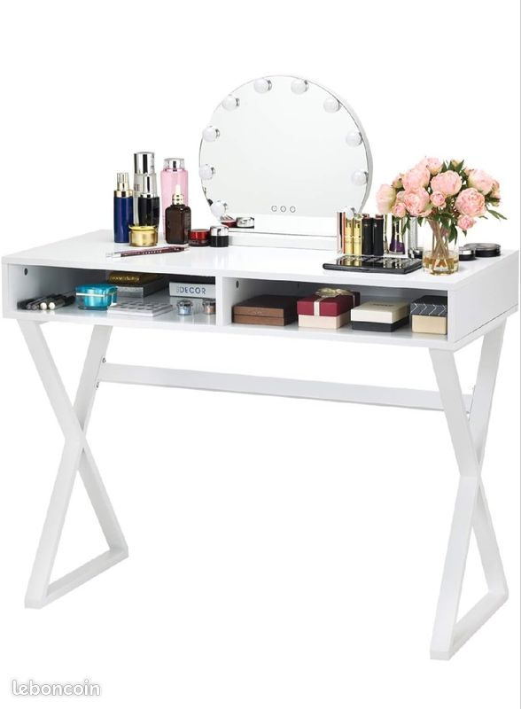 Bureau en bois avec pieds métal en X (image 3)