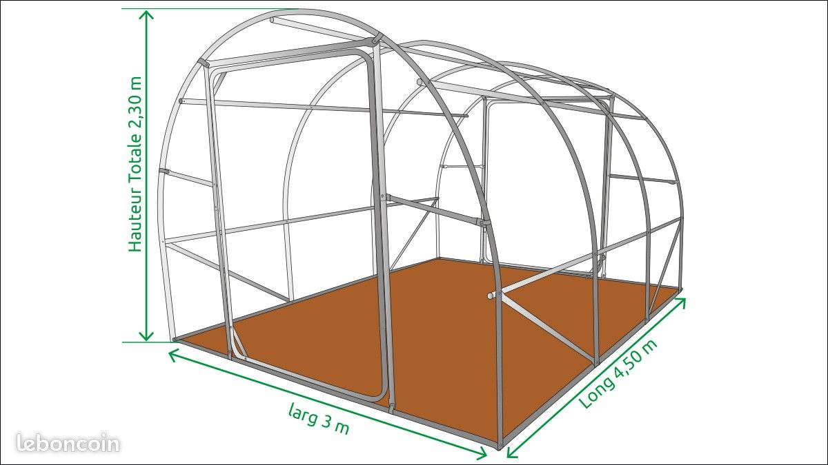 Serre de jardin 3x4,50 Ø25 - double portes larges (image 3)
