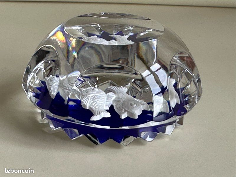 Presse-papier En Cristal Baccarat Millefiori 1997B, Motif Fleur Bleu, Petit Format