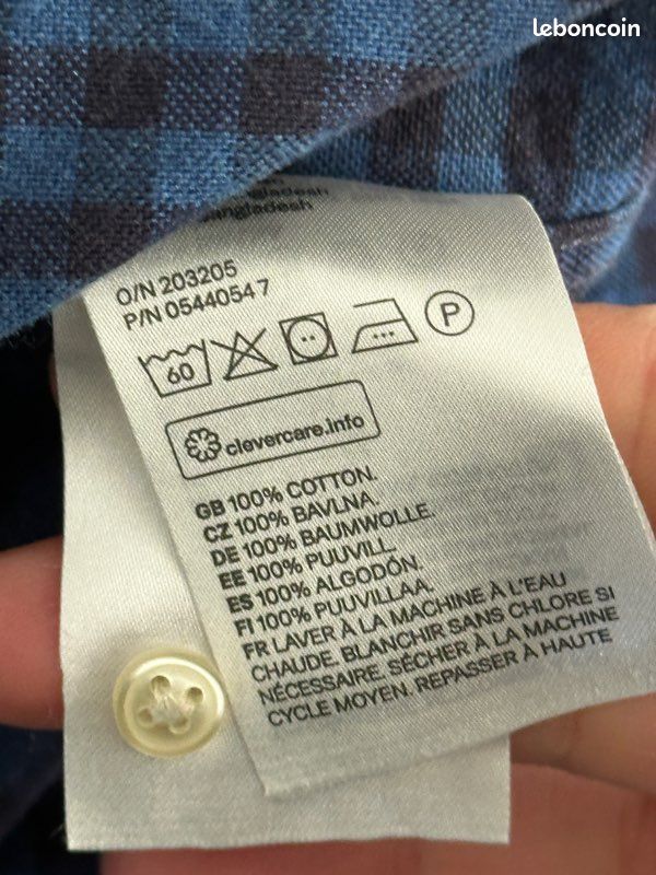 Chemise Homme H&M Bleu Marine Et Blanc à Carreaux - Coton - Taille M - Neuve Avec étiquettes