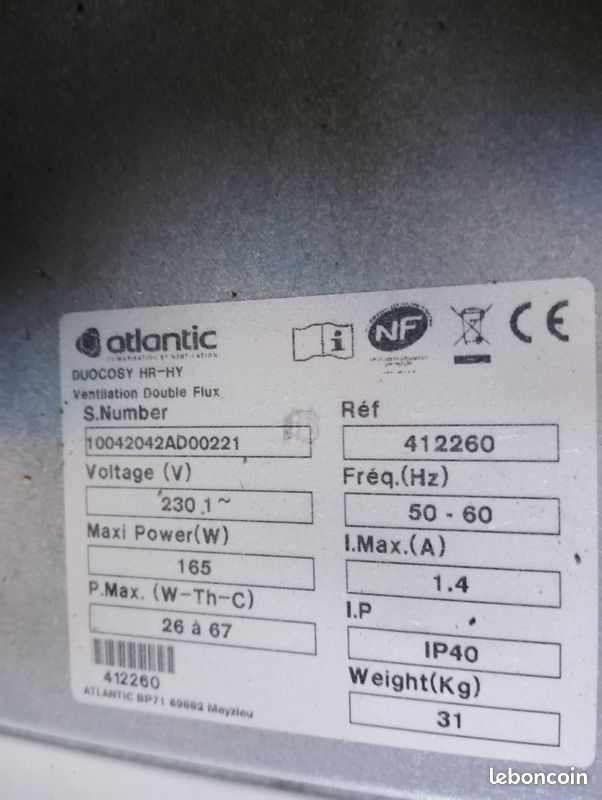 Vends VMC double flux (image 1)