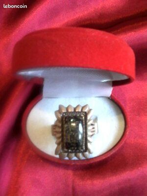 Magnifique bague argent 925 et ambre verte (image 1)